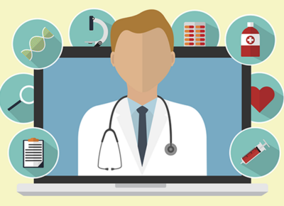 A silhouette with a doctor uniform and Stethoscope